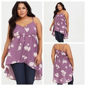 Torrid Lexie- Purple Floral Georgette Babydoll Cami